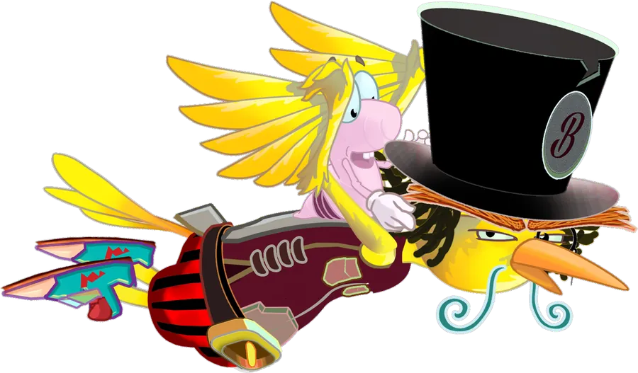 Bad Billy flying with Young Saul on his back