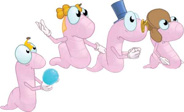 Four cheeky worms